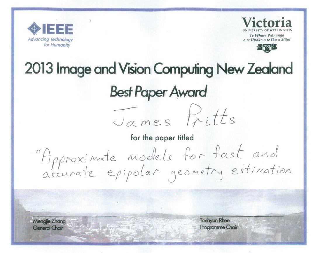 IVCVNZ 2013 Best Paper Award